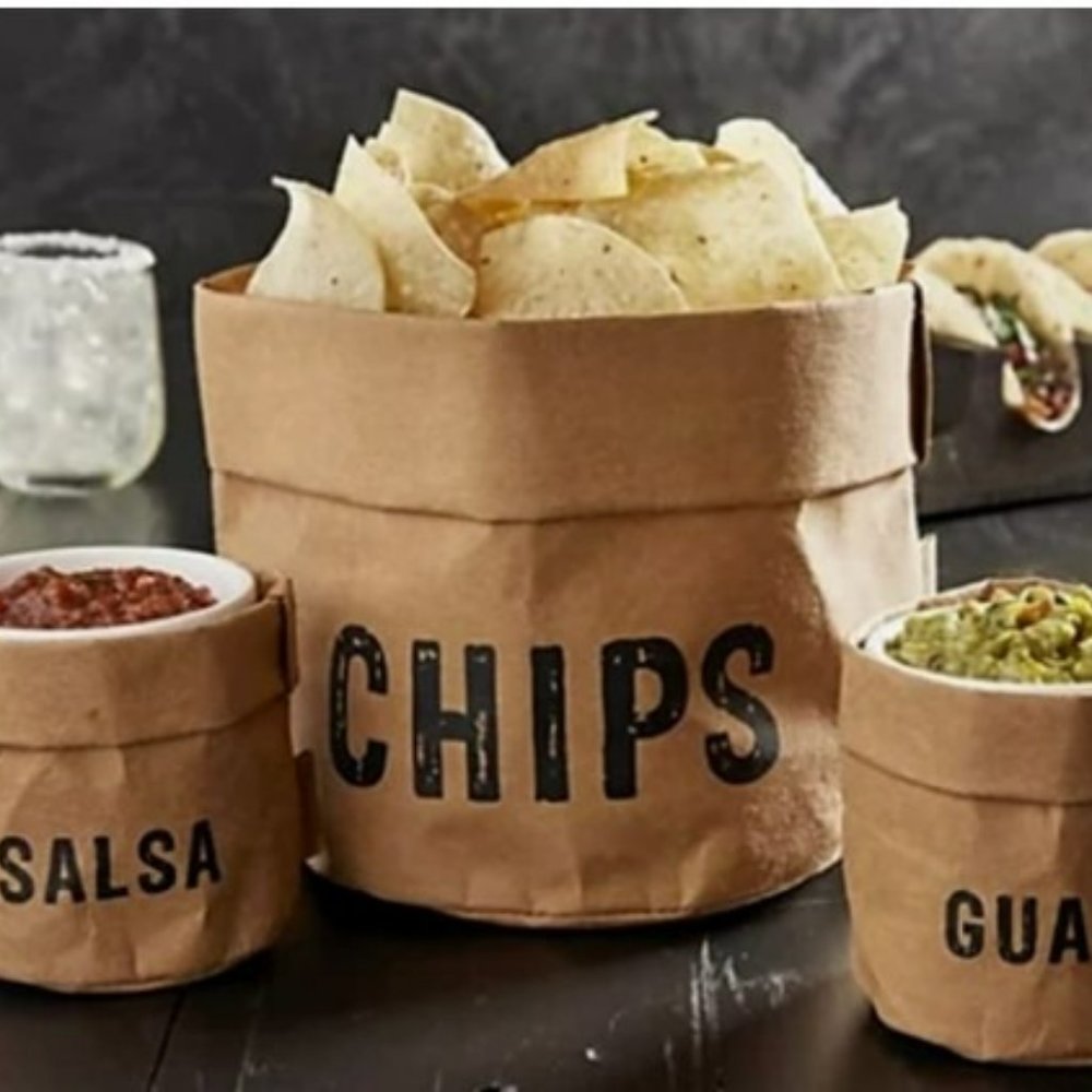 Santa Barbara Design Washable Paper Chips, Salsa & Guac 3-pc Set